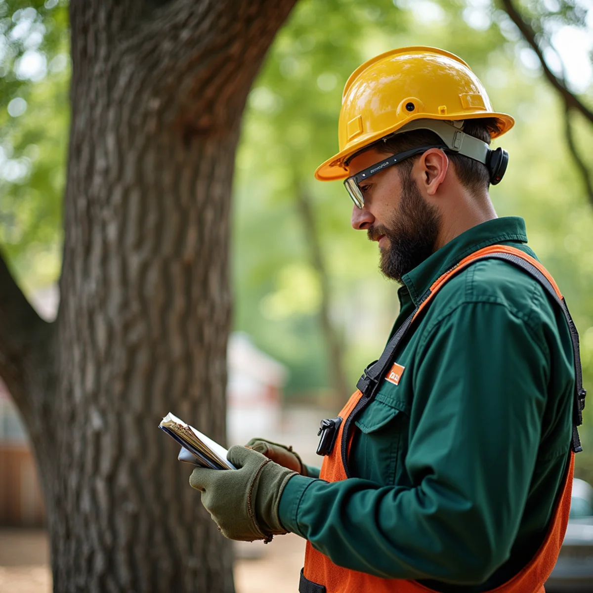 Property owner documenting a declining ash tree before requesting an assessment