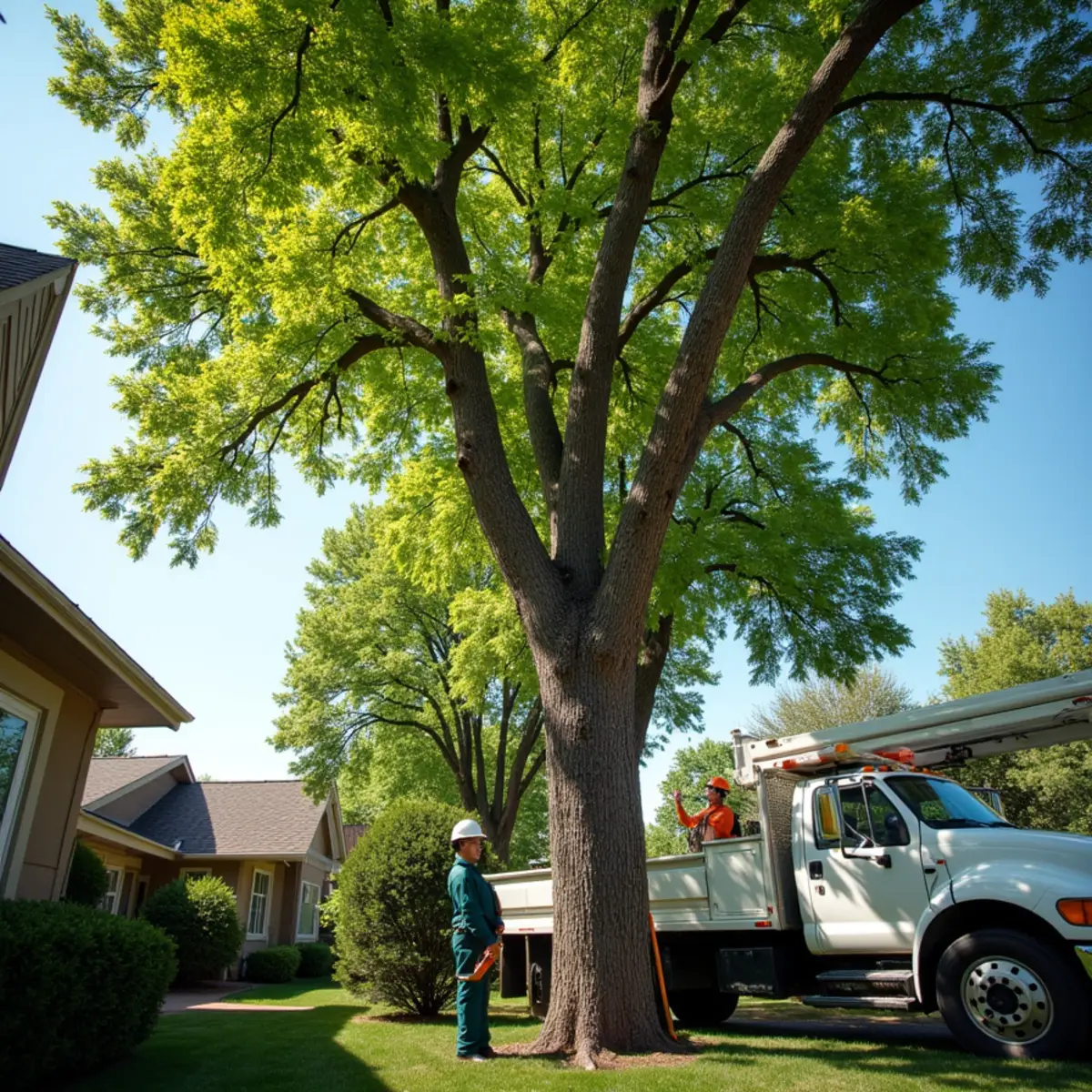 Ash tree bark and thinning canopy being inspected in Aurora