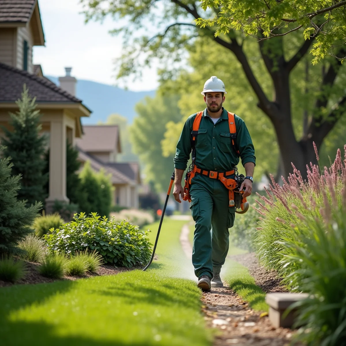 Aurora irrigation technician observing one active sprinkler zone