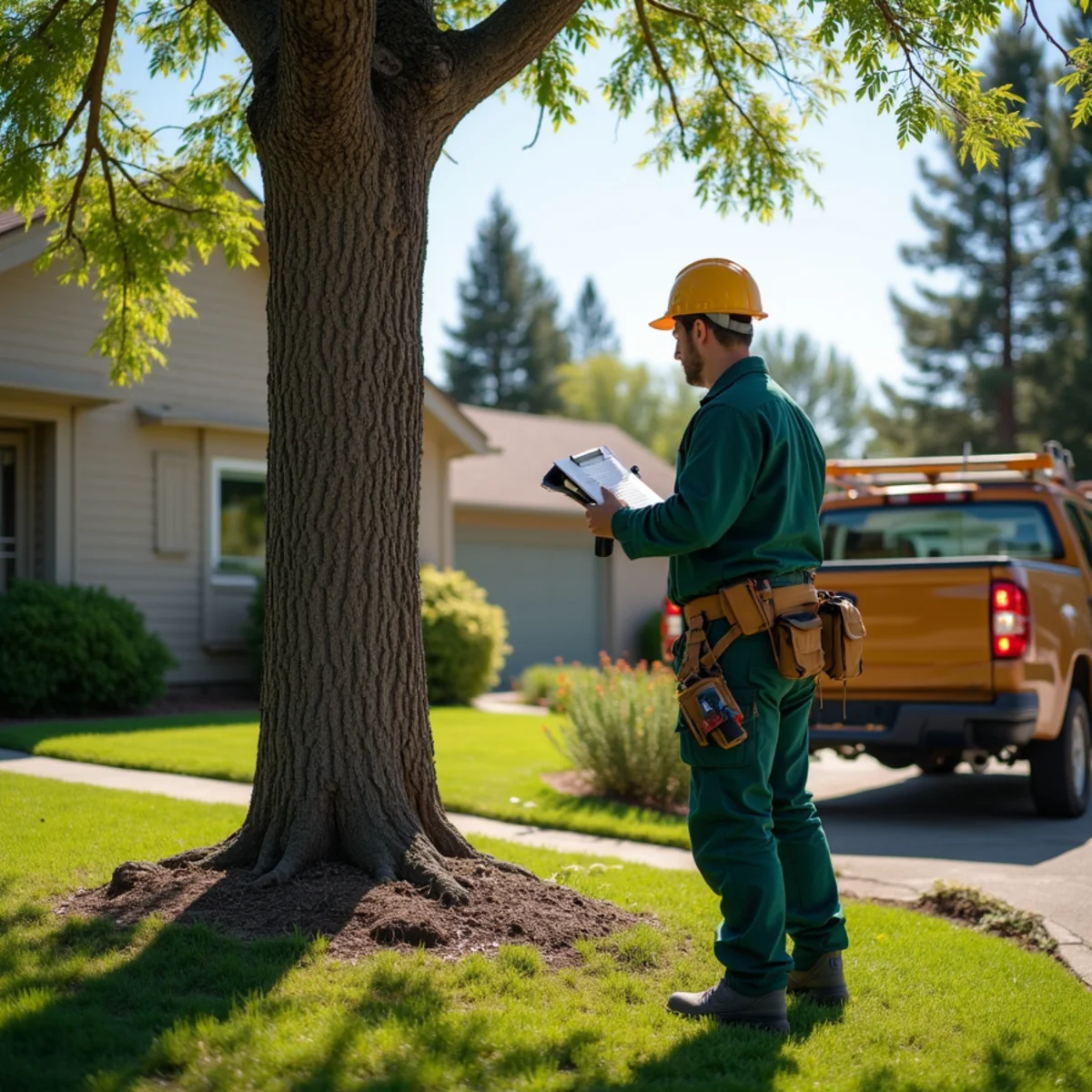 Dead branches and structural defects being assessed on an Aurora tree