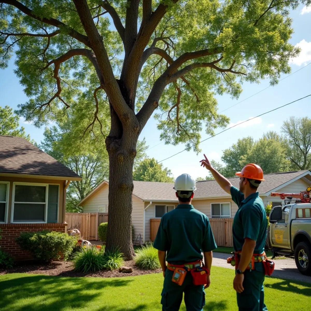 Homeowner viewing a mature tree from a safe distance in Aurora, Colorado