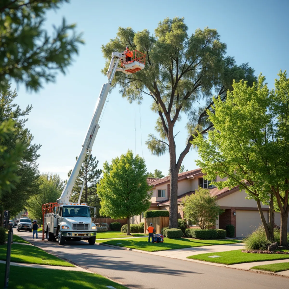 Residential trees and open landscape in Commerce City, Colorado