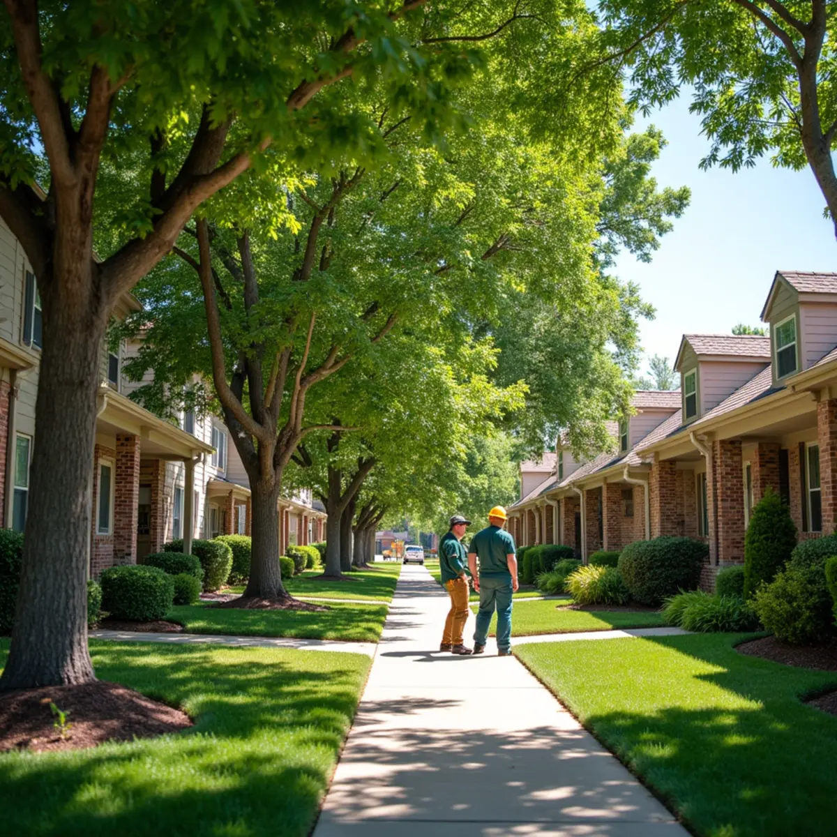 Mature residential trees in the Seven Hills neighborhood of Aurora