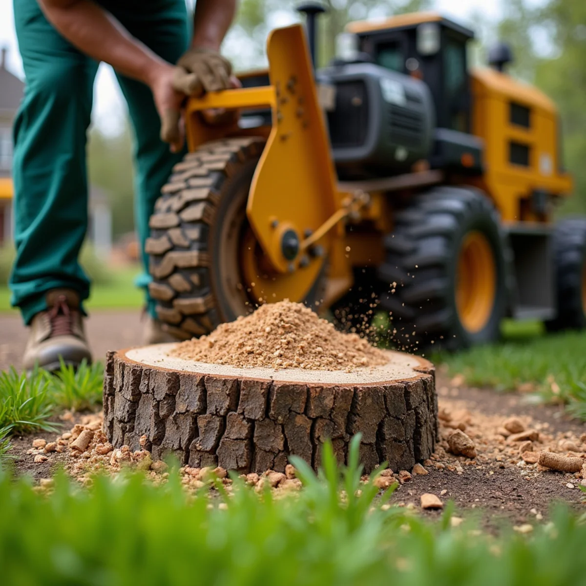 Stump Grinding crew working at an Aurora, Colorado property